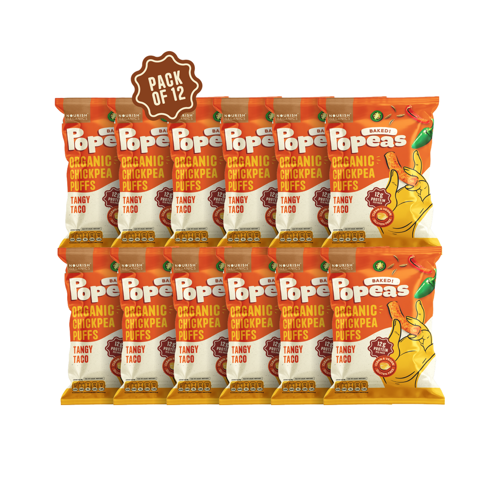 NOURISH ORGANICS Tangy Taco Protein Puffs - Pack of 12, (60G)