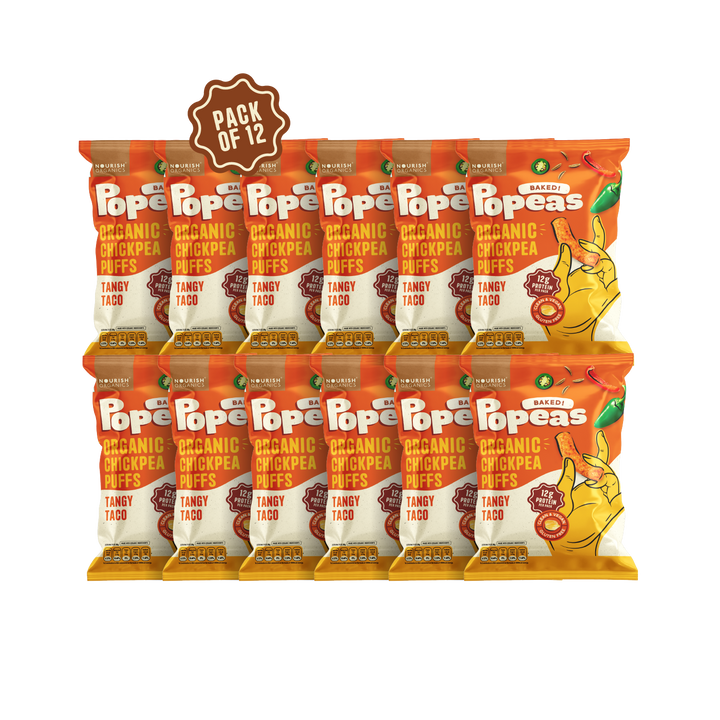 NOURISH ORGANICS Tangy Taco Protein Puffs - Pack of 12, (60G)