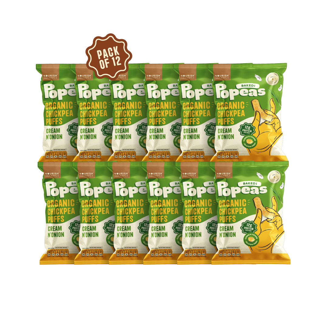 NOURISH ORGANICS Cream & Onion Popeas - Pack of 12 (60g)