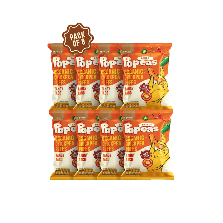 NOURISH ORGANICS Tangy Taco Protein Puffs - Pack of 8, (60G)