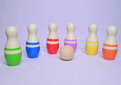 Channapatna Toys Wooden Bowling Pins Toy Set for Kids (2 Years+) Non Toxic Colors, Indoor & Outdoor Game, Fun Learning Toy for Kids