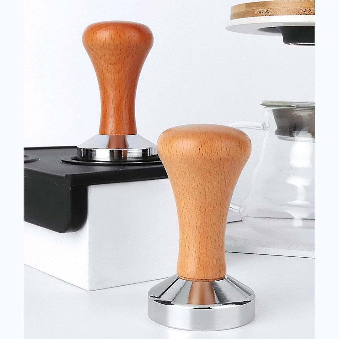 The Bean Co Roasters Coffee Tamper | Wooden Handle | 58 mm | Coffee Powder Pressing Tamping Tool
