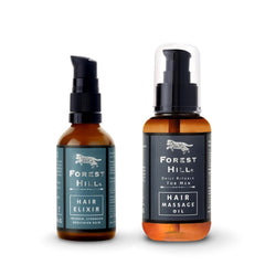 Forest Hill Pack of 2 Men Hair Care Kit, Weekly Care Natural Hair Massage Oil 110ml & Daily Care Hair Elixir Serum 50ml