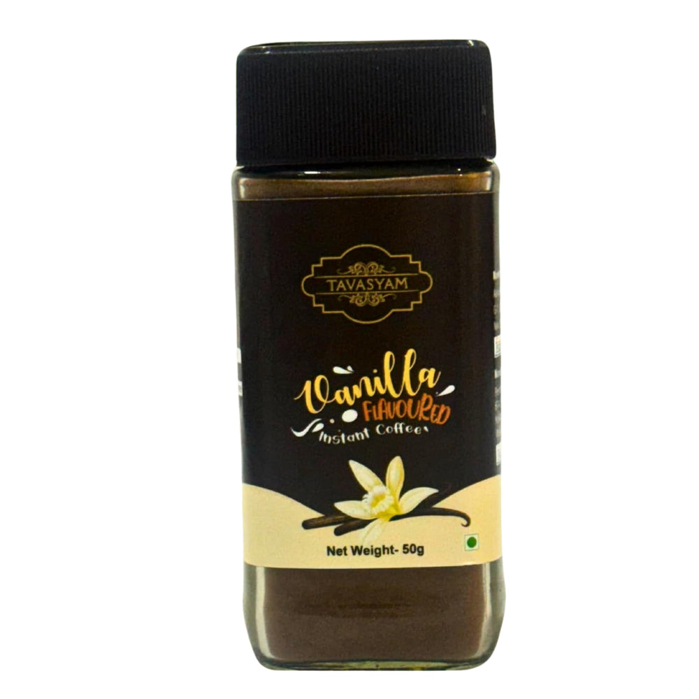 TAVASYAM Coffee Powder Jar 50 gm - Vanilla Instant Coffee Powder - 25 Servings