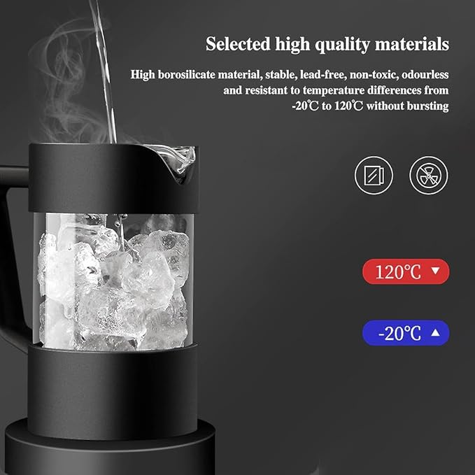 The Bean Co Roasters French Press Coffee Maker 600 ml | Heat Resistant Borosilicate Glass | 4 Level Filteration