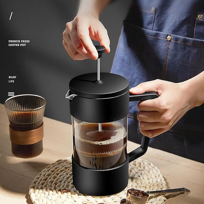 The Bean Co Roasters French Press Coffee Maker 600 ml | Heat Resistant Borosilicate Glass | 4 Level Filteration