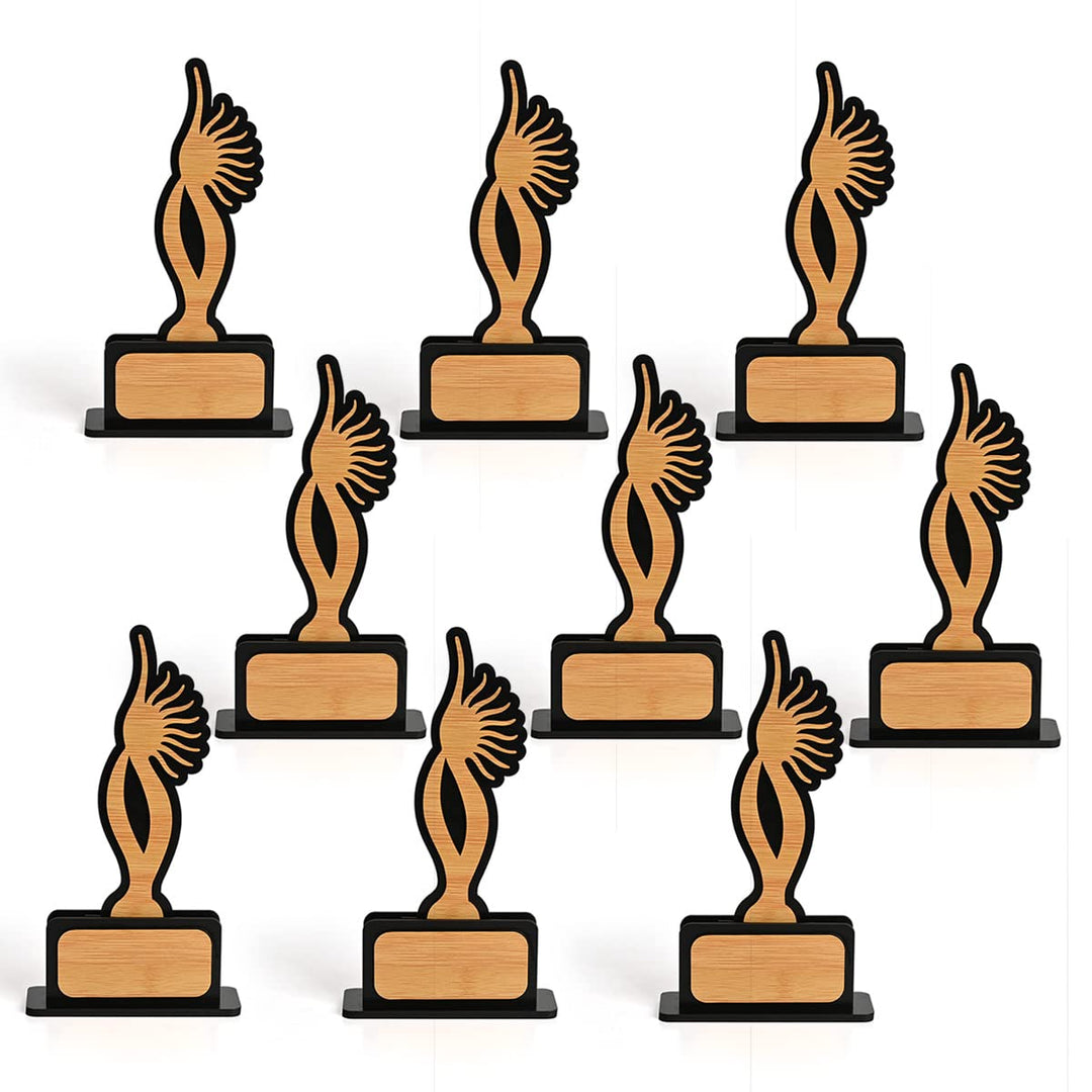 Gift Kya De Momento Awards and Trophy for Winner, Beautiful Black and Bamboo Design with Wooden Cutwork, Easy Print and Sticker Paste Your Matter, Eco Friendly Corporate Gifts (Size 10x6)