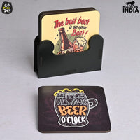 Gift Kya De Square Quotes Coaster Set of 6 With Coaster Stand | Quotes Coaster Set fit for Tea Cups and Coffee Mugs Also Coffee Lover Gifts