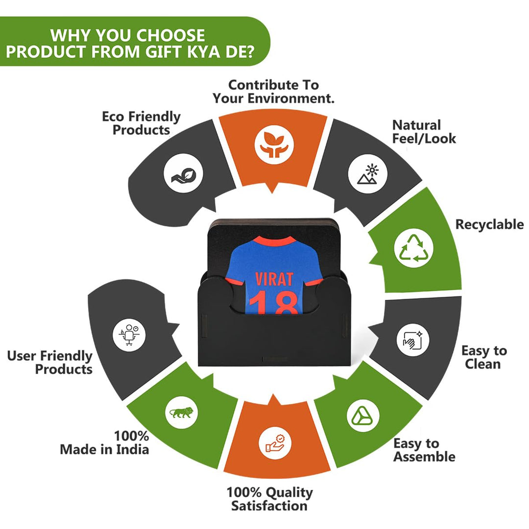 Gift Kya De Cricket Themed Coaster Set of 6 with Proper Coaster Stand | Perfect For Tea And Coffee Cups