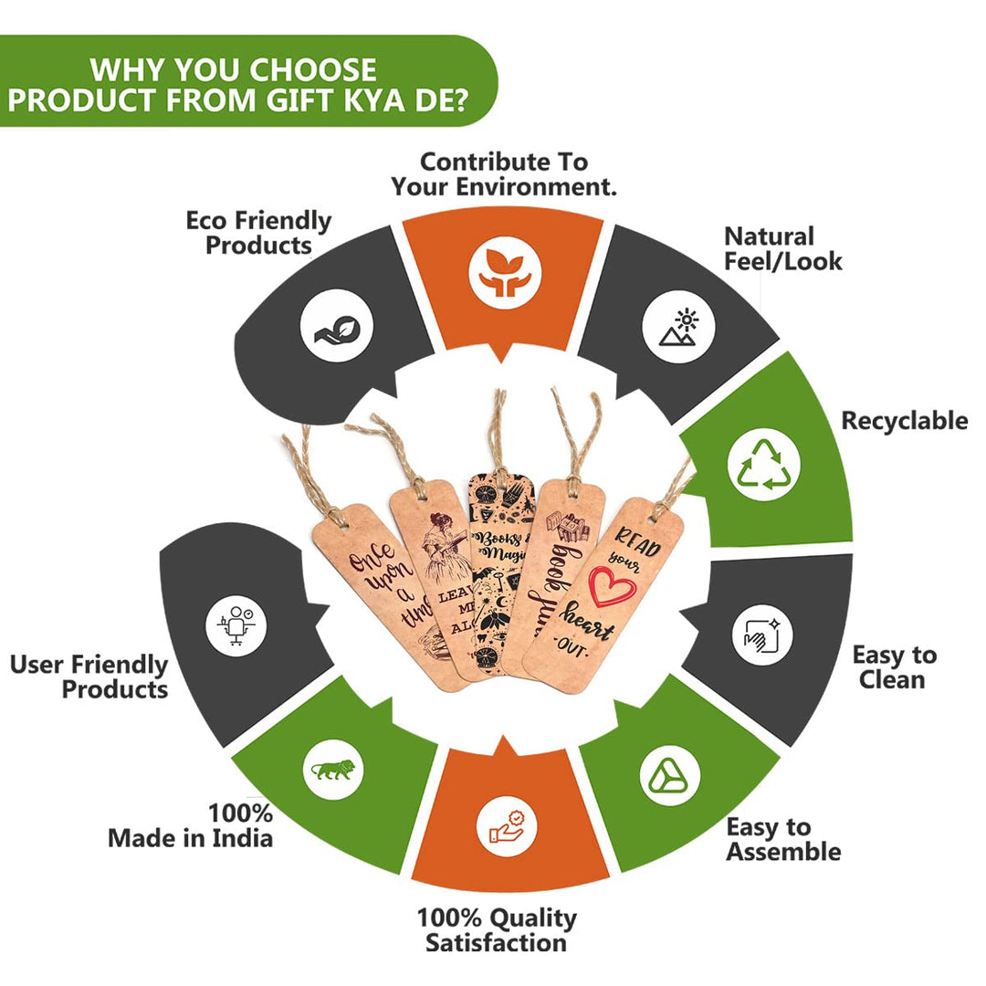 Gift Kya De Bookmarks Set of 5 & 10 Creative Book Marks for Book | Unique Gifts for Book Lovers | Tassel Dori | Book Accessories