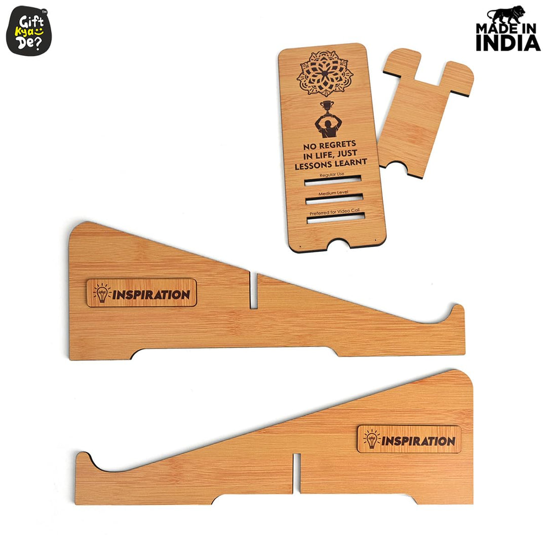 Gift Kya De Cross Laptop Stand For Desk With Mobile Stand | Portable Easy to Carry | Compatible with All (2 pc Combo Pack) (eco Friendly)