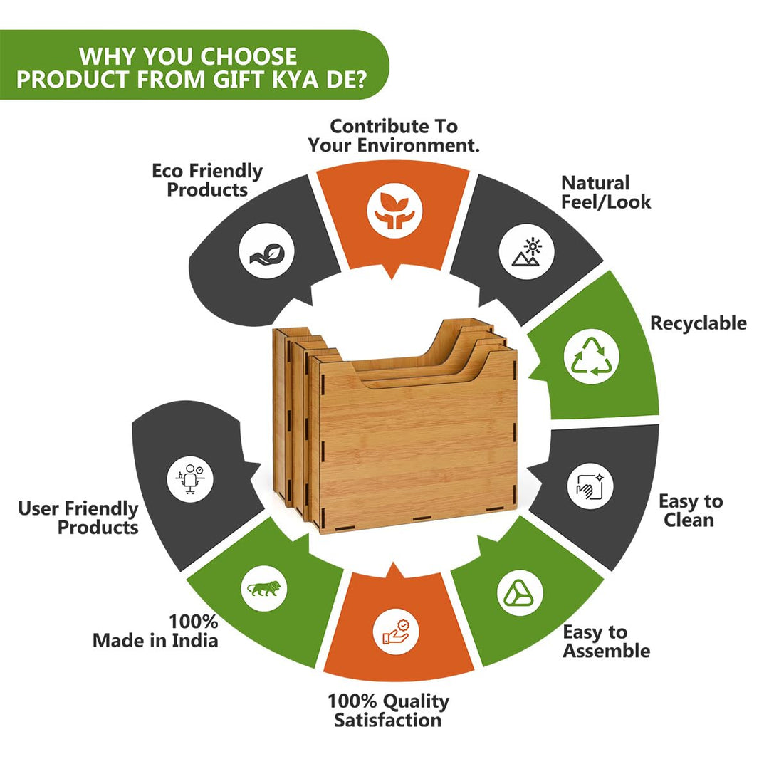 Gift Kya De File Organiser 3 Tier Paper Tray For Office Desk, Horizontal & Vertical Adjustment A4 Documents Organizer