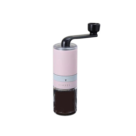 The Bean Co Roasters Manual Coffee Grinder | Adjustable Settings, Borosilicate Glass | Pink