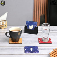 Gift Kya De Square Quotes Coaster Set of 6 With Coaster Stand | Quotes Coaster Set fit for Tea Cups and Coffee Mugs Also Coffee Lover Gifts