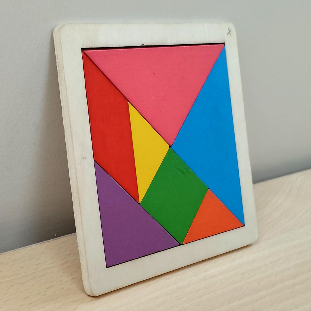 Wudly - Wooden Tangram Puzzle for Mind Development pattern Educational Toy for 3+ Years Kids, 8 Pieces Set, Child Safe Certified, Multicolors