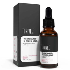 Thriveco 10% Niacinamide + 1% Zinc Pca Serum | Helps in Reduction of Acne, Sebum and Blemishes | Skin Type Oily, Acne Prone and Combination | Men & Women | 30ml