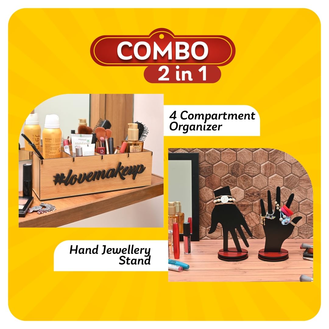 Gift Kya De Makeup Box Organizer For Girls | 4 Compartment Makeup Storage Box | Unique Gifts For Girls | Cosmetic Organizer