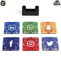 Gift Kya De Square Quotes Coaster Set of 6 With Coaster Stand | Quotes Coaster Set fit for Tea Cups and Coffee Mugs Also Coffee Lover Gifts