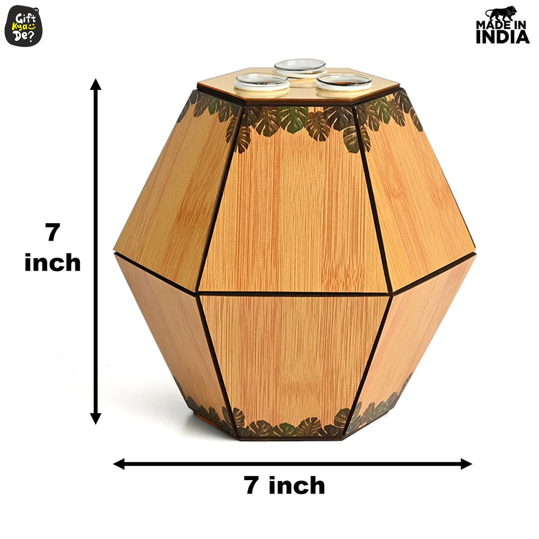 Gift Kya De Test Tube Planter with Wooden Holder / Calendar 2025, Table Top Decor Planters | Hexagon Design | Corporate Gifts