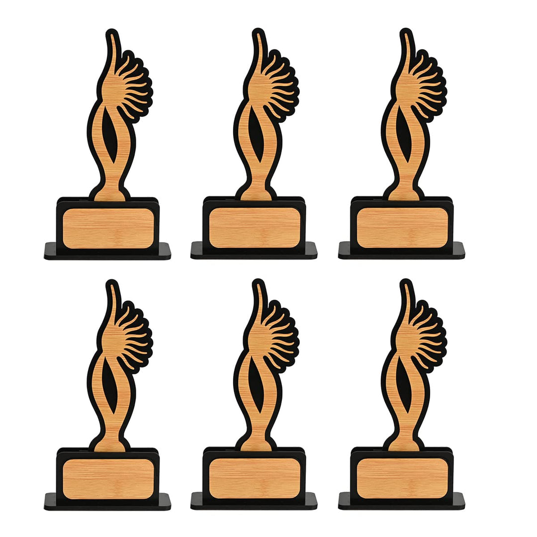 Gift Kya De Momento Awards and Trophy for Winner, Beautiful Black and Bamboo Design with Wooden Cutwork, Easy Print and Sticker Paste Your Matter, Eco Friendly Corporate Gifts (Size 10x6)