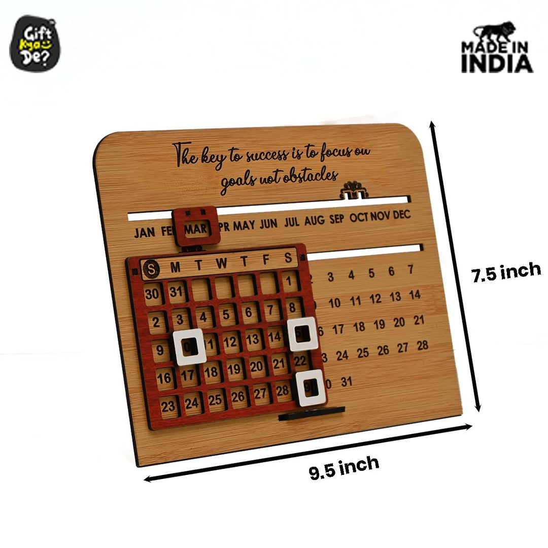 Gift Kya De Wooden Lifetime Motivational Quote Desk Calendar | Table Calendar For Office & Home | Eco Friendly