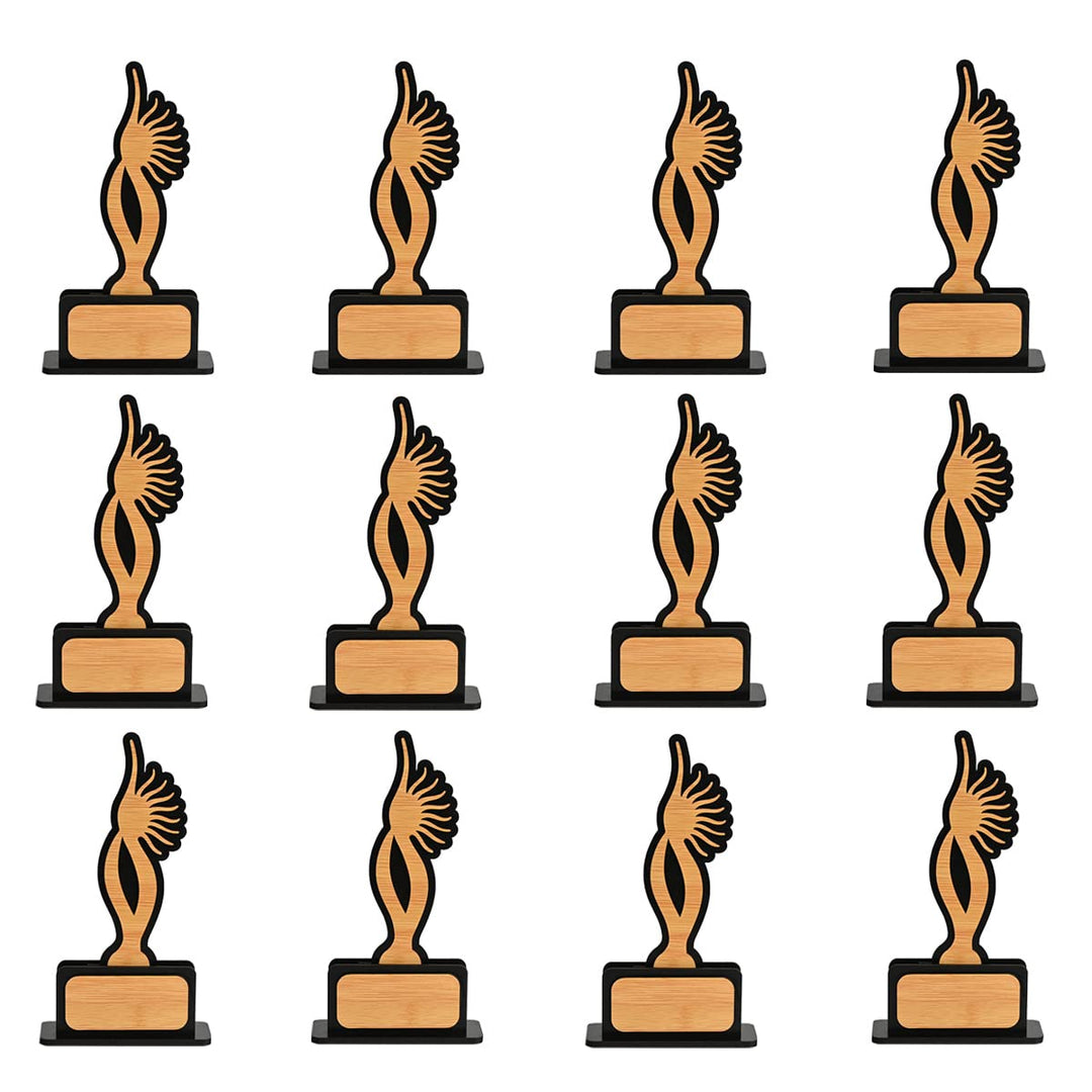 Gift Kya De Momento Awards and Trophy for Winner, Beautiful Black and Bamboo Design with Wooden Cutwork, Easy Print and Sticker Paste Your Matter, Eco Friendly Corporate Gifts (Size 10x6)