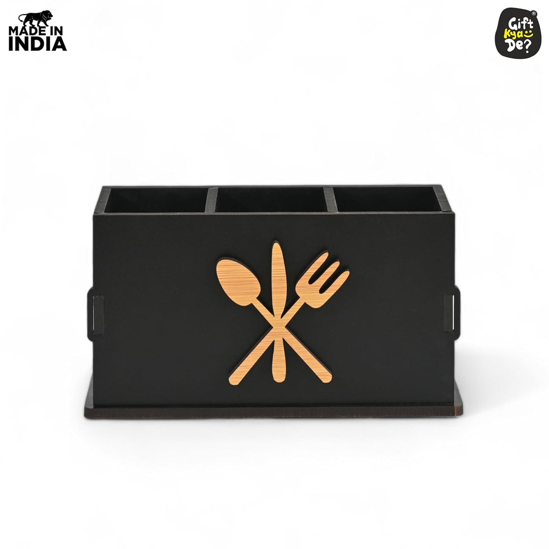 Gift Kya De 3 Compartments Cutlery Stand for Kitchen & Dining Table | Spoon, Knife & Fork Holder, Cutlery Organizer