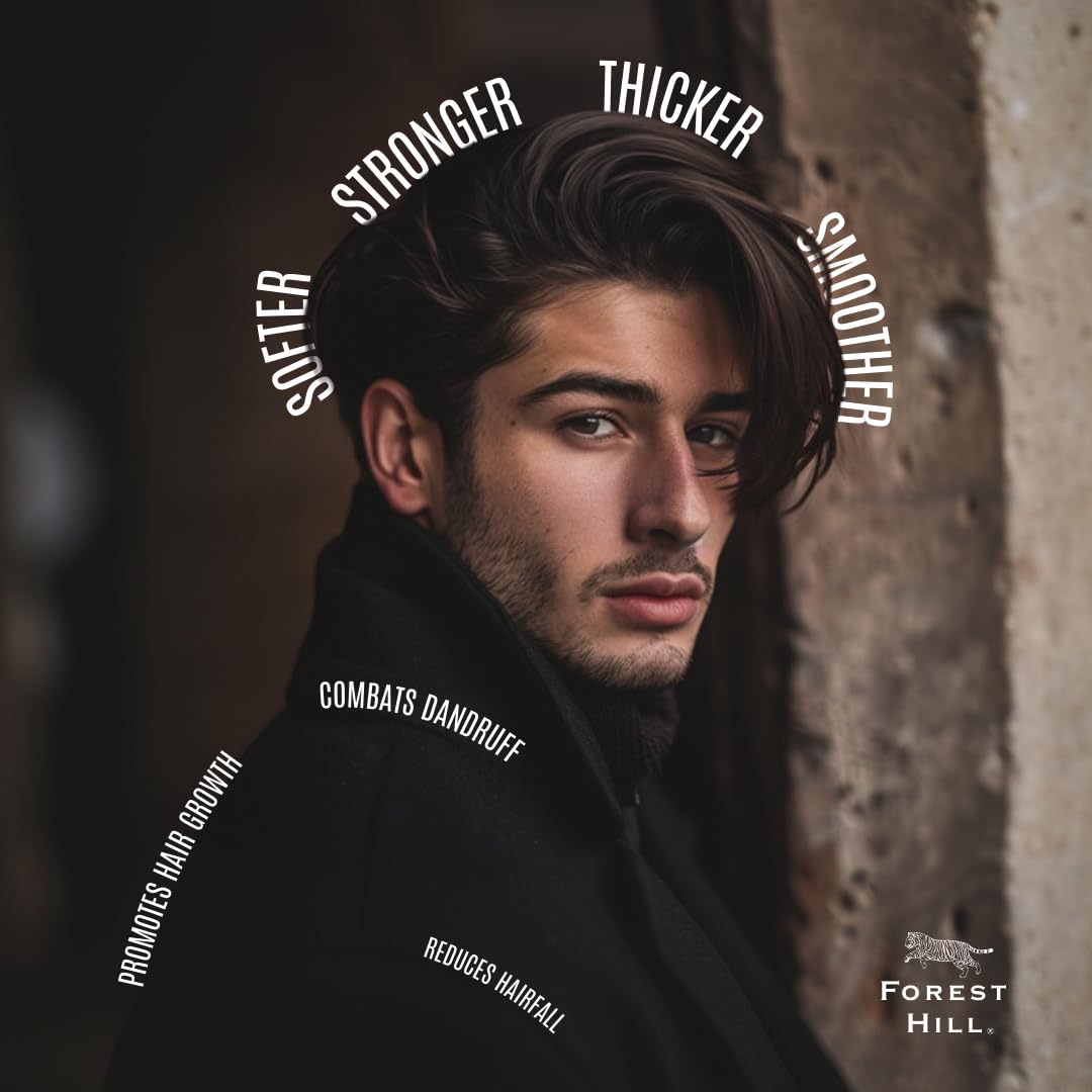 Forest Hill Pack of 2 Men Hair Care Kit, Weekly Care Natural Hair Massage Oil 110ml & Daily Care Hair Elixir Serum 50ml