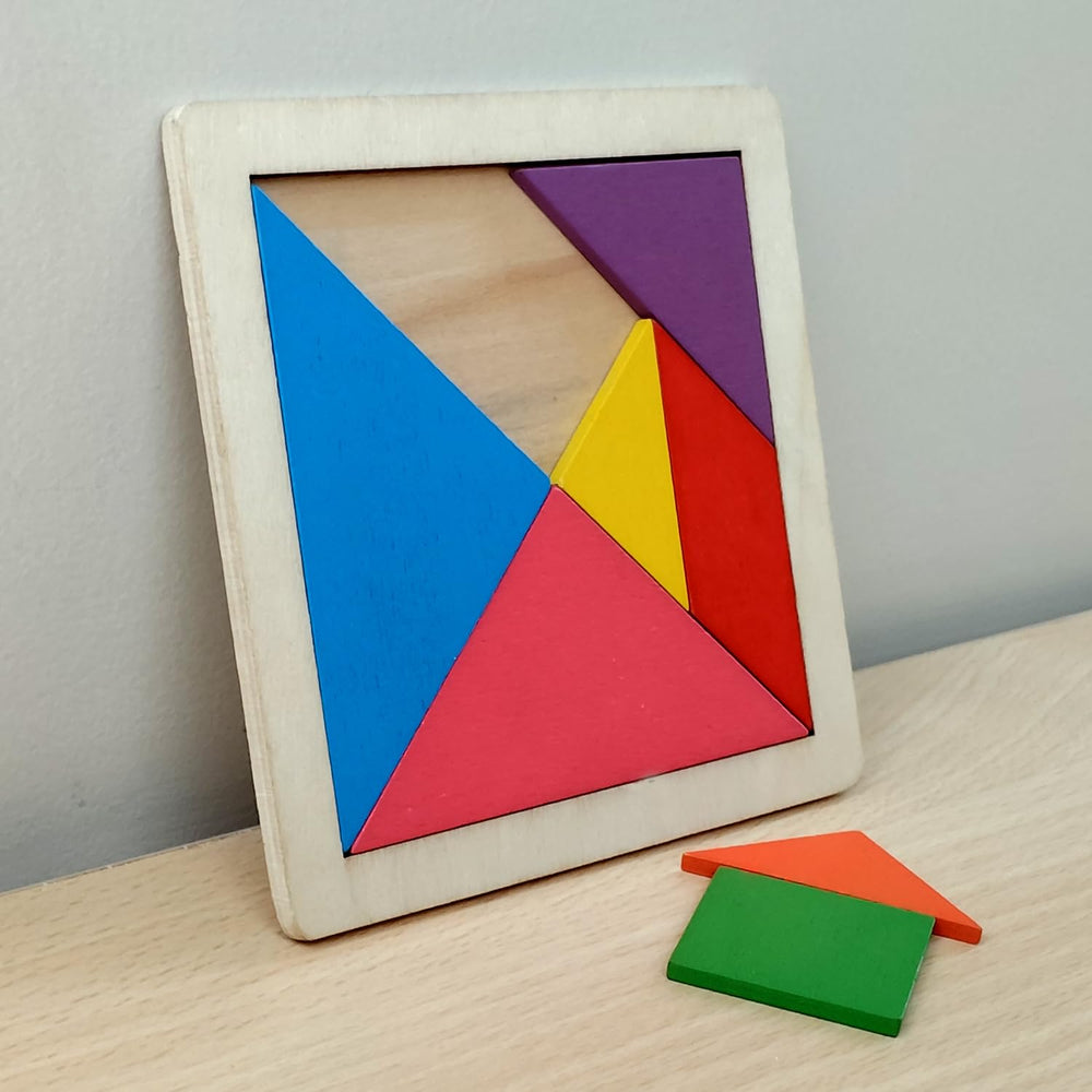 Wudly - Wooden Tangram Puzzle for Mind Development pattern Educational Toy for 3+ Years Kids, 8 Pieces Set, Child Safe Certified, Multicolors