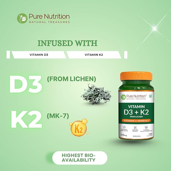 Vitamin D3 + K2 from Lichen - 120 Tablets