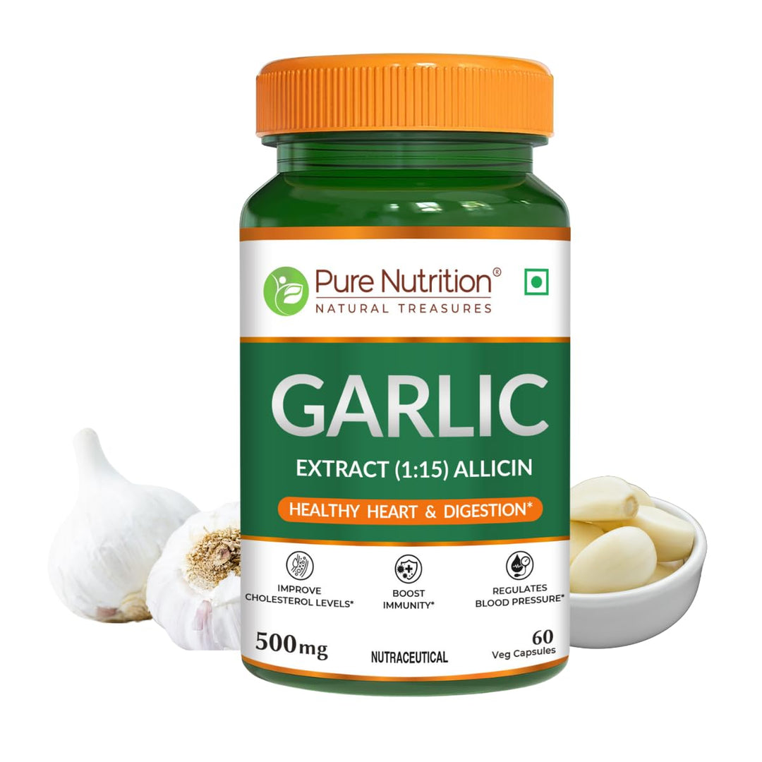 Garlic Extract Capsules 500mg  Heart Health, Cholesterol & Immunity