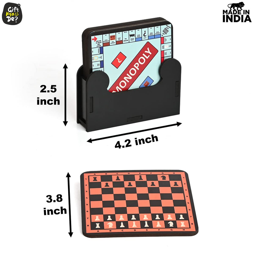 Gift Kya De Square Quotes Coaster Set of 6 With Coaster Stand | Quotes Coaster Set fit for Tea Cups and Coffee Mugs Also Coffee Lover Gifts