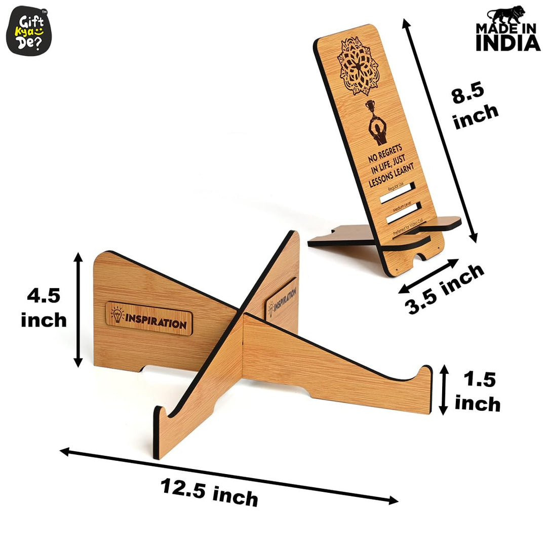 Gift Kya De Cross Laptop Stand For Desk With Mobile Stand | Portable Easy to Carry | Compatible with All (2 pc Combo Pack) (eco Friendly)