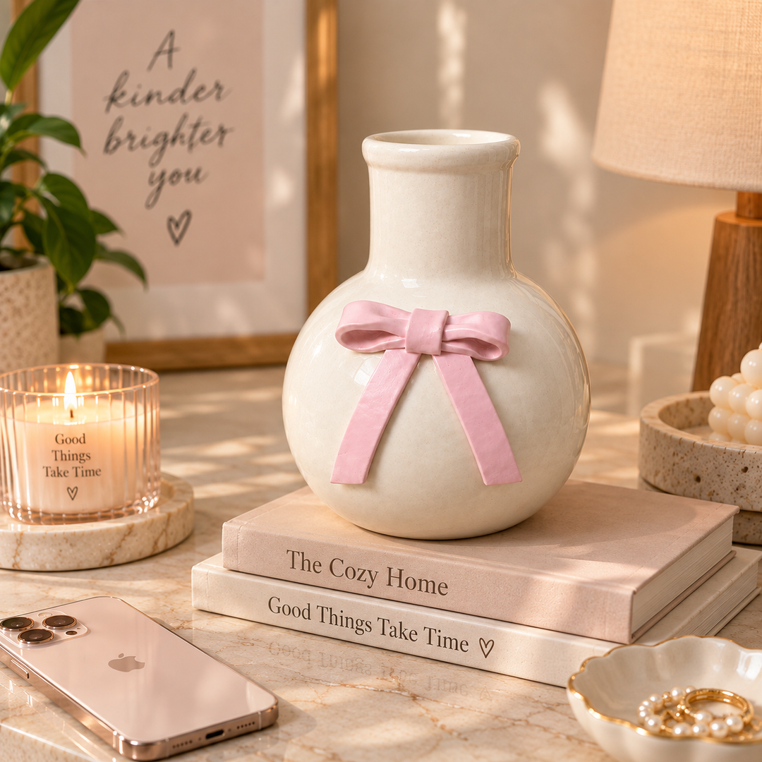 Noeud Rose – 3D Pink Bow Ceramic Vase