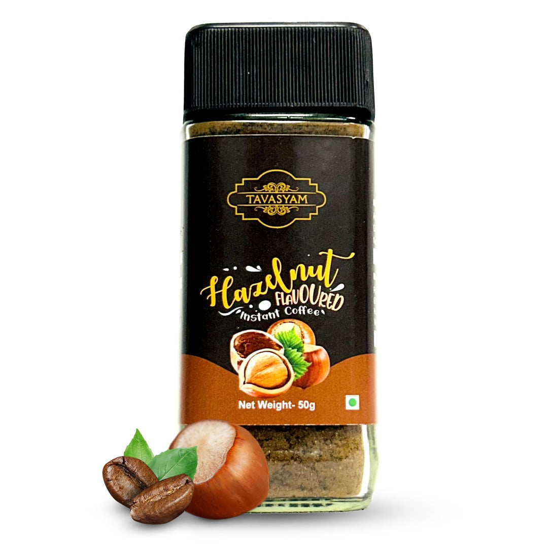 TAVASYAM Coffee Powder Jar 50 gm - Hazelnut Instant Coffee Powder - 25 Servings
