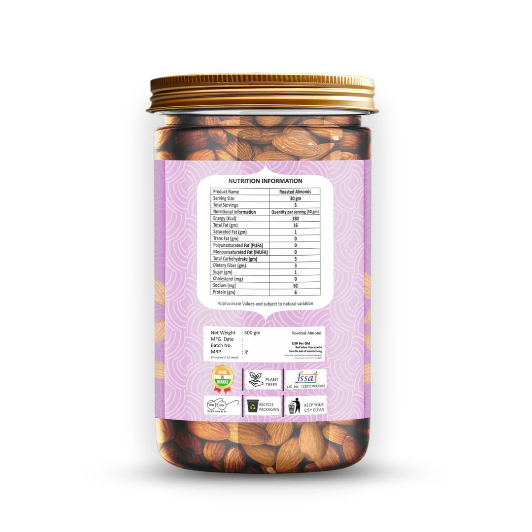 Snaxup Premium Salted Roasted Californian Almonds 500g