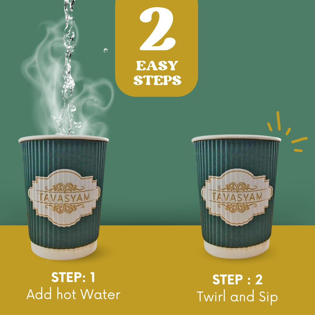 Tavasyam Instant Espresso Flavoured Black Coffee |  Pre-Filled Coffee Cups 200ml | Pack of 12 Cups