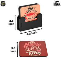 Gift Kya De Square Quotes Coaster Set of 6 With Coaster Stand | Quotes Coaster Set fit for Tea Cups and Coffee Mugs Also Coffee Lover Gifts