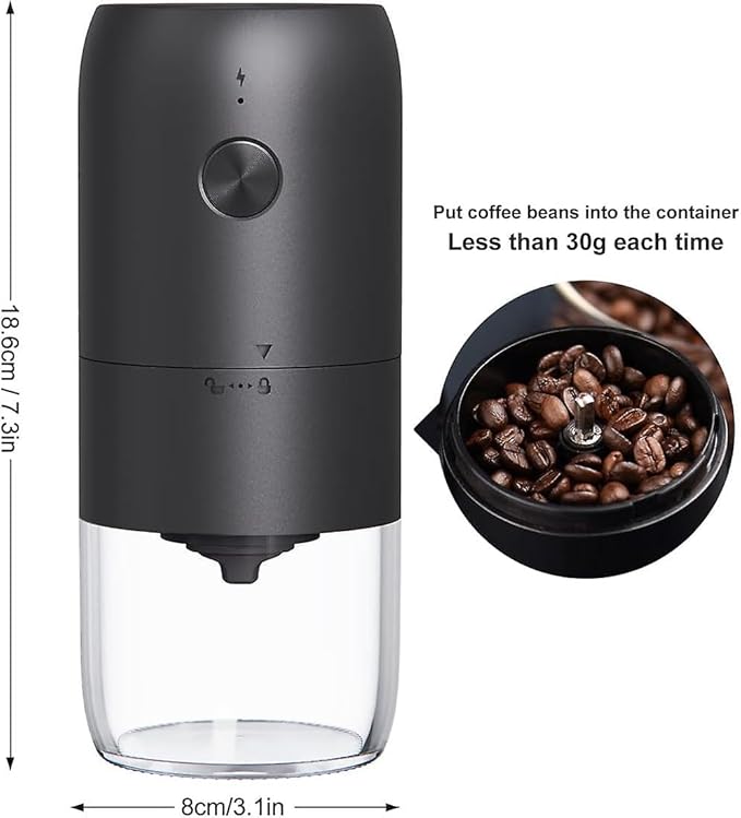The Bean Co Roasters Electric Coffee Grinder | Powered by USB Plug-in Wire | with Cleaning Brush