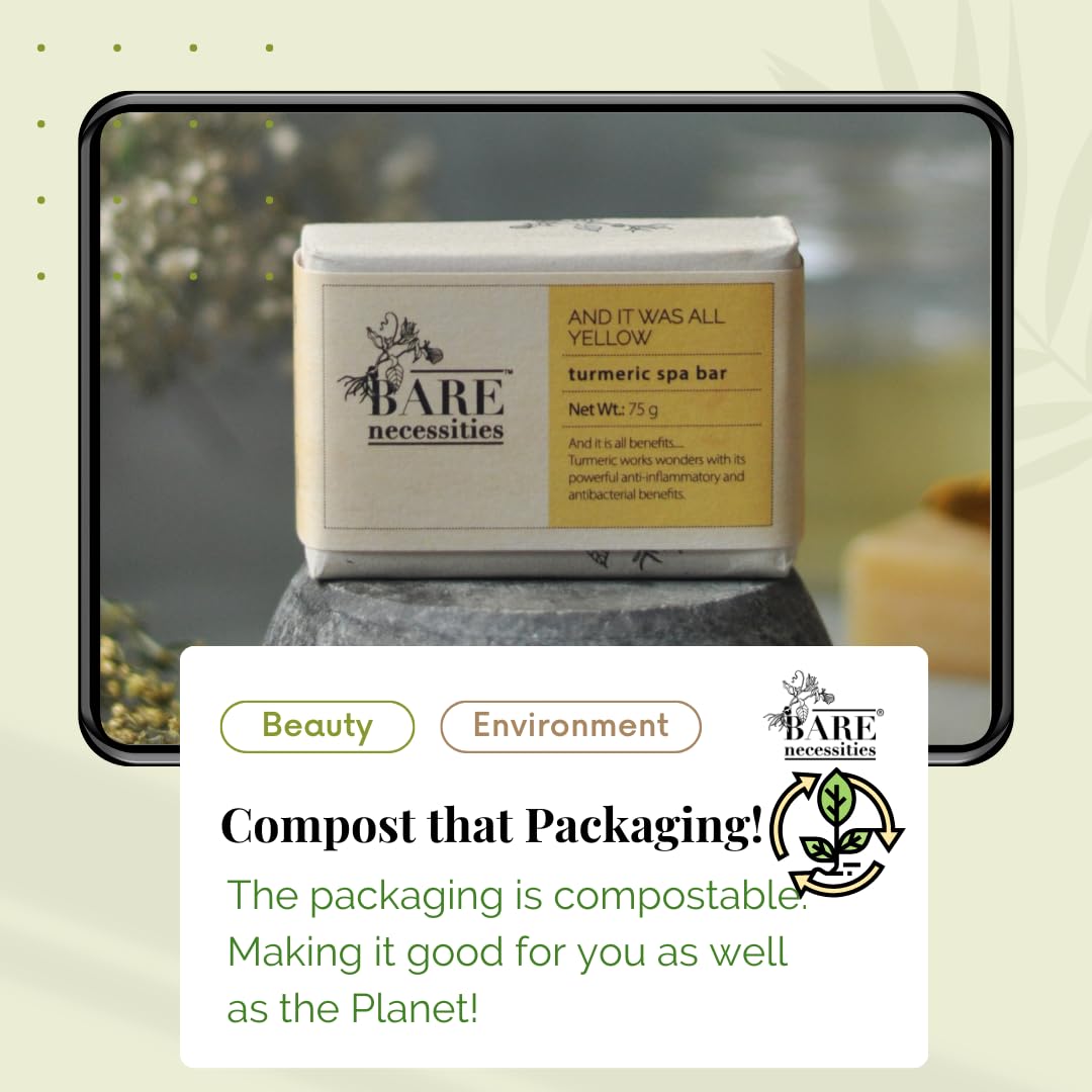 Bare Necessities Turmeric Beauty Bathing Bar | Cold Processed Handmade Soap | For All Skin Types  - 75g