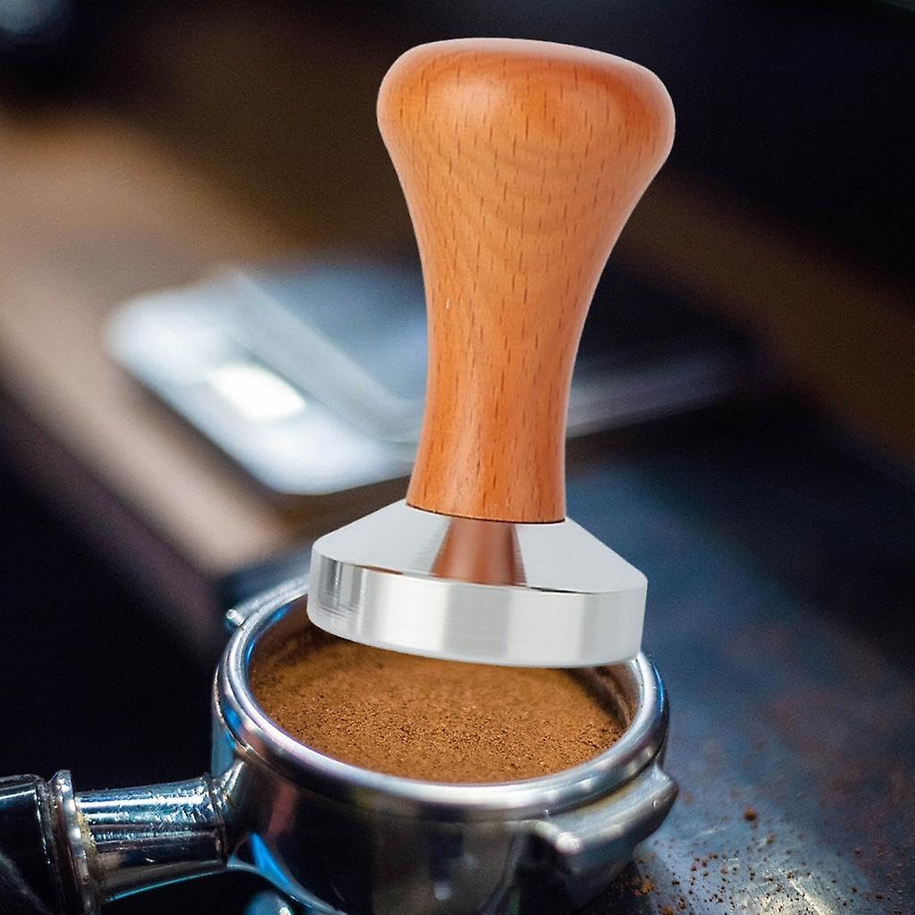 The Bean Co Roasters Coffee Tamper | Wooden Handle | 58 mm | Coffee Powder Pressing Tamping Tool