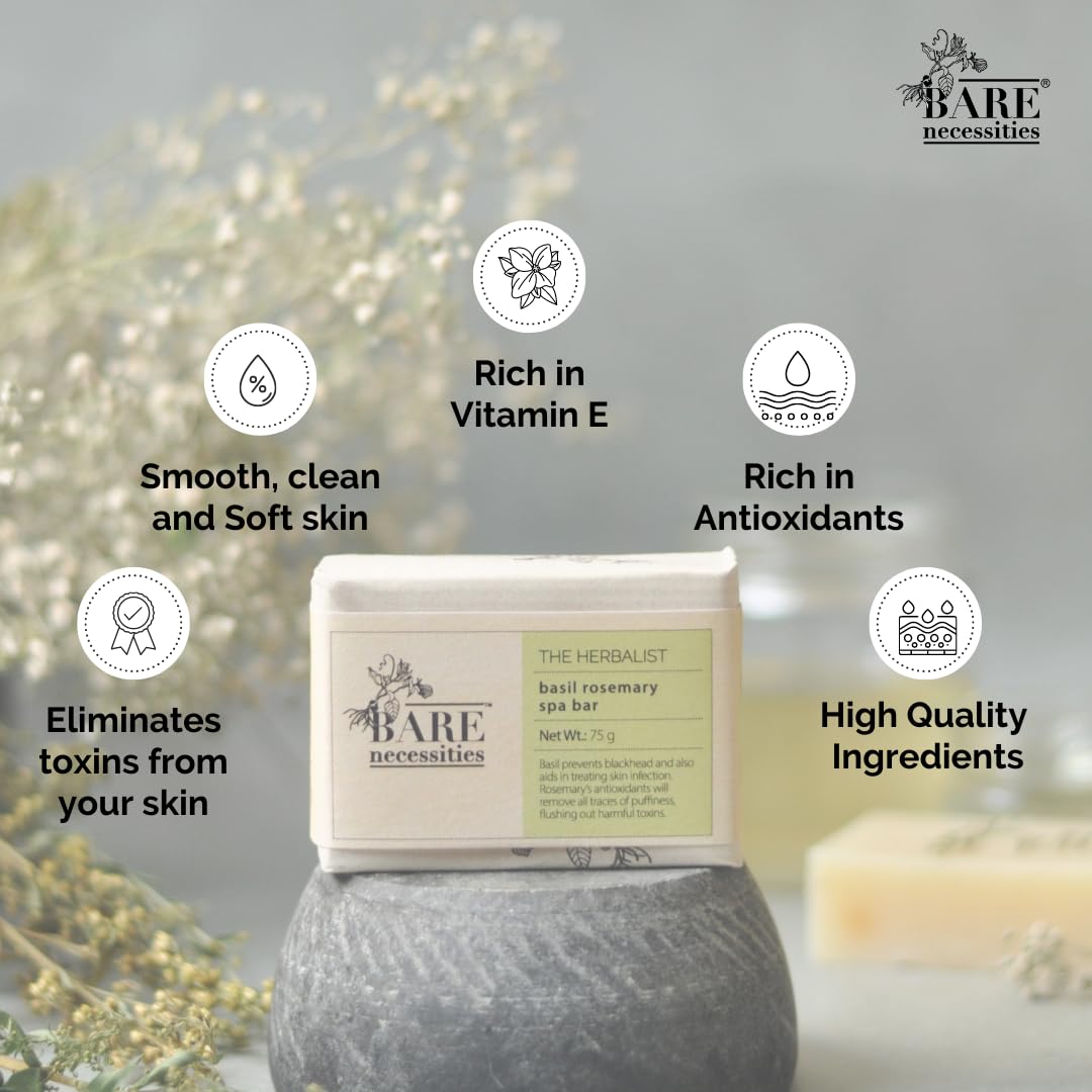 Bare Necessities Basil Rosemary Organic Cold Processed Soap - 75g