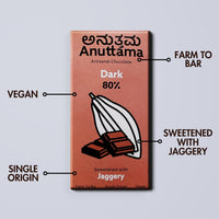 Anuttama Dark Chocolate Bar | 80% Cocoa, Jaggery | 2 x 50g