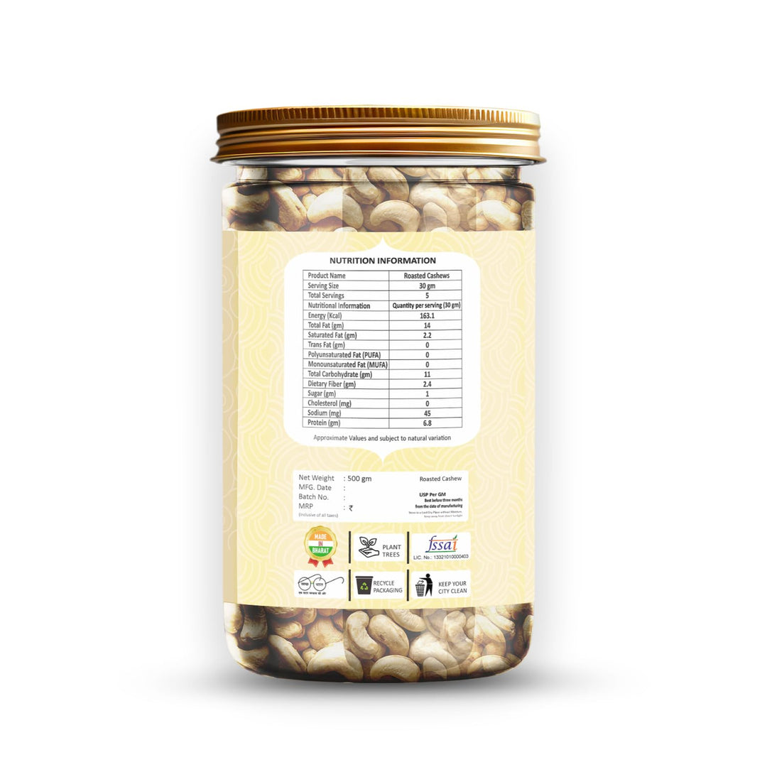 Snaxup Premium Roasted and Salted Cashews 500g