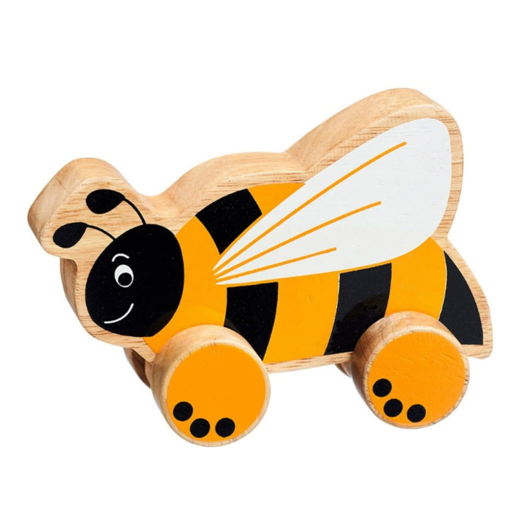 Channapatna Toys Pull Along Toy Wooden Bee Premium for 12 Months & Above Kids, Toddlers, Infant & Preschool Toys - Multicolor - with Attached String- Encourage Walking, Develops Gross Motor Skills