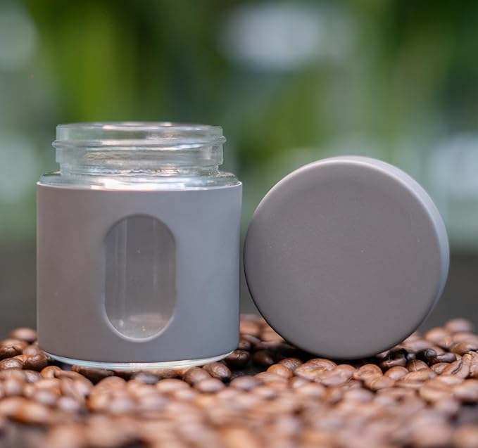 The Bean Co Roasters Mini Canister | 125 ML Capacity | Stainless Steel and Glass | Airtight Mini Coffee Canister