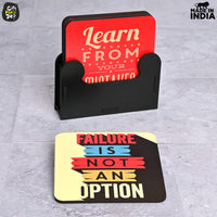 Gift Kya De Square Quotes Coaster Set of 6 With Coaster Stand | Quotes Coaster Set fit for Tea Cups and Coffee Mugs Also Coffee Lover Gifts