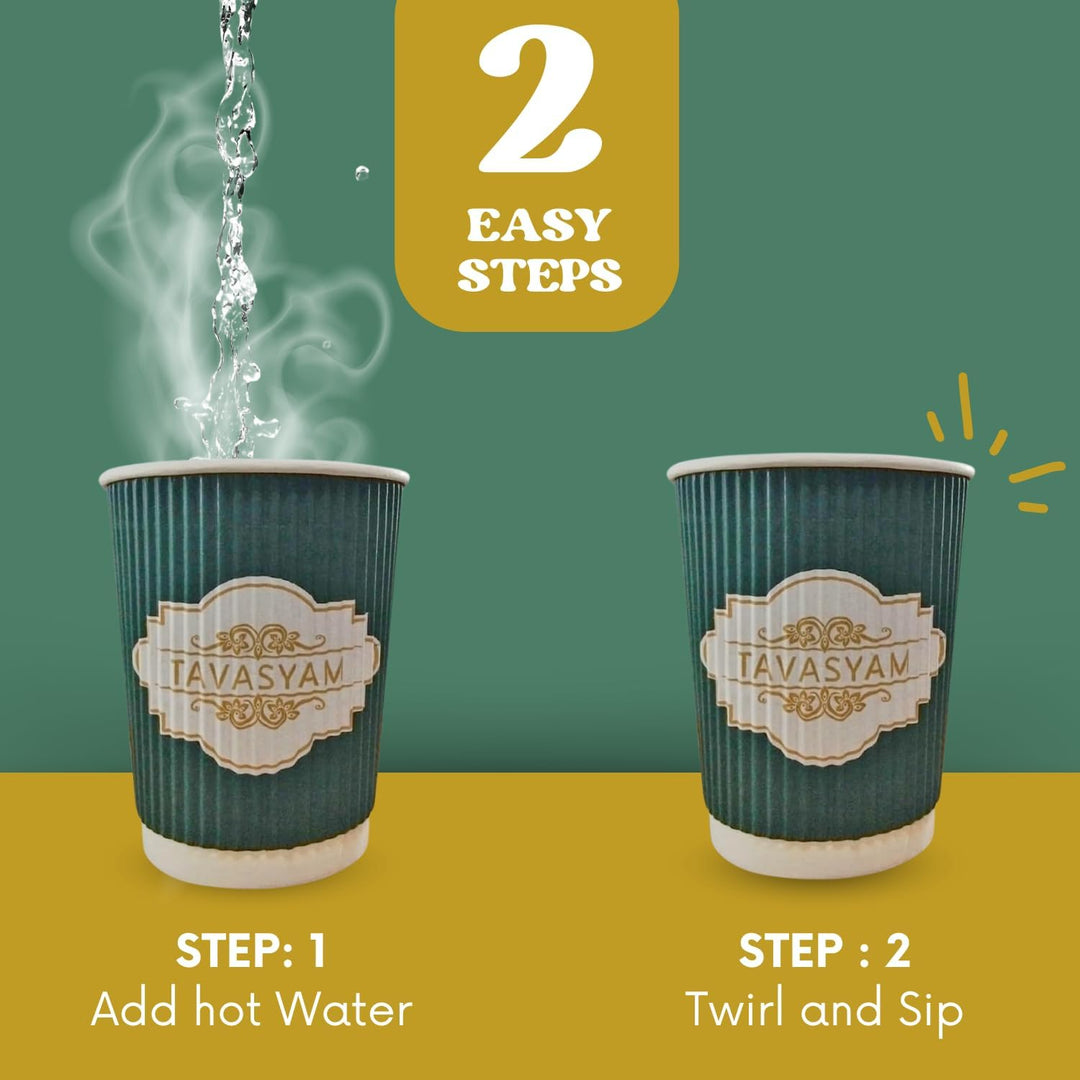Tavasyam  Ready to Sip Lemon Flavour Green Tea Cups - Vegan, Gluten Free & Sugar Free - Pre-Filled Tea Cups 200 ml - Pack of 12 Cups