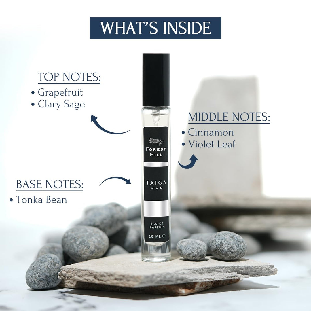 Forest Hill Pack of 4 Men Perfume, Dain Tree, Eagle Wood, Taiga & Red Wood, 10ml Each