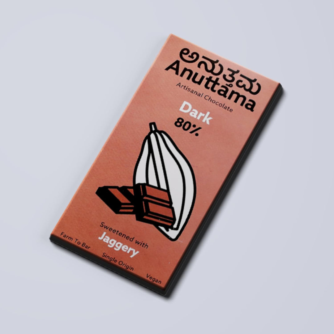 ANUTTAMA Dark Chocolate Bar | 80% Cocoa -Chocolate Bar 50 gm